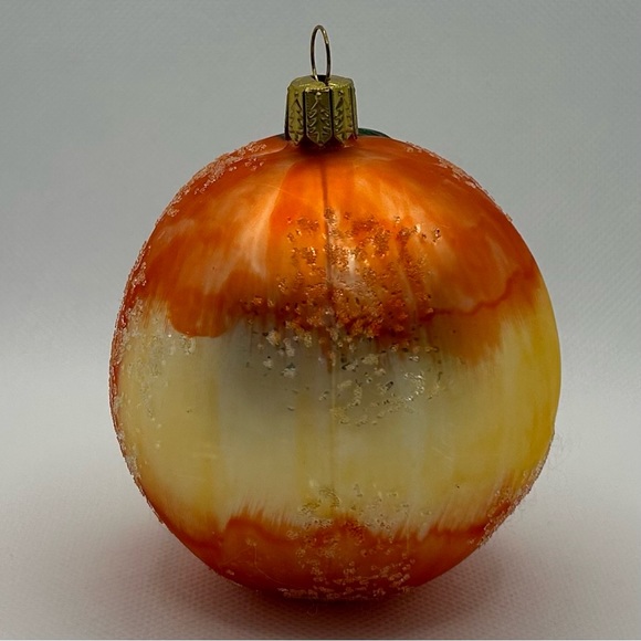 European Glass Sugared Peach Hand-painted Holiday Ornament - Picture 6 of 8